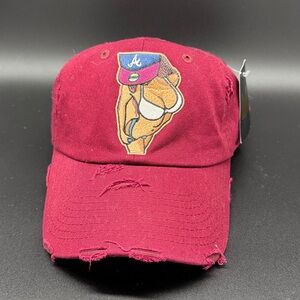 NWT MV Dad Hats Burgundy Distressed Cap Adjustable